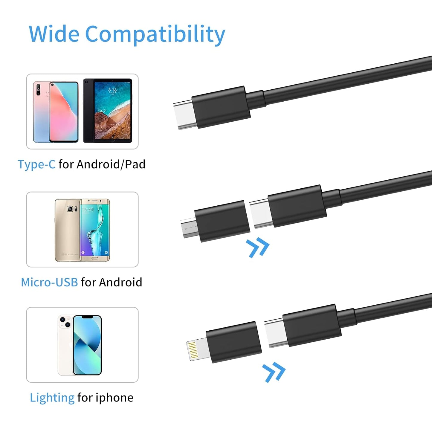 Endoscope Camera with Light, Borescope with 6 LED Lights,Endoscope with 9.8ft Semi-Rigid Snake Camera,IP67 Waterproof Inspection Borescope Camera with Light for Android iPhone iPad, Tools for Men