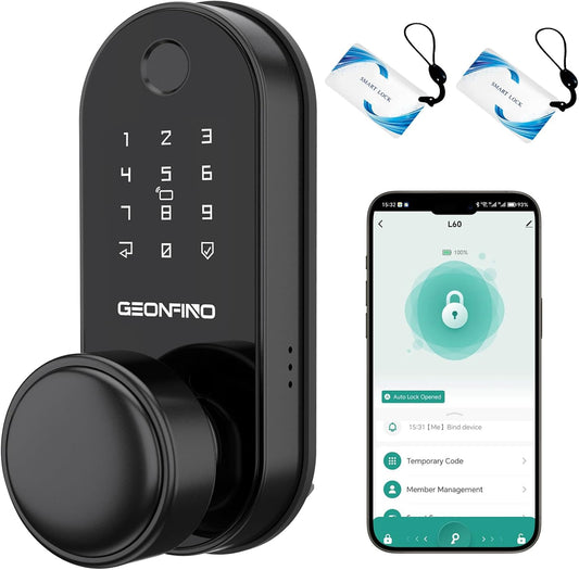Smart Door Lock with Knob, Keyless Entry Door Lock with Handle