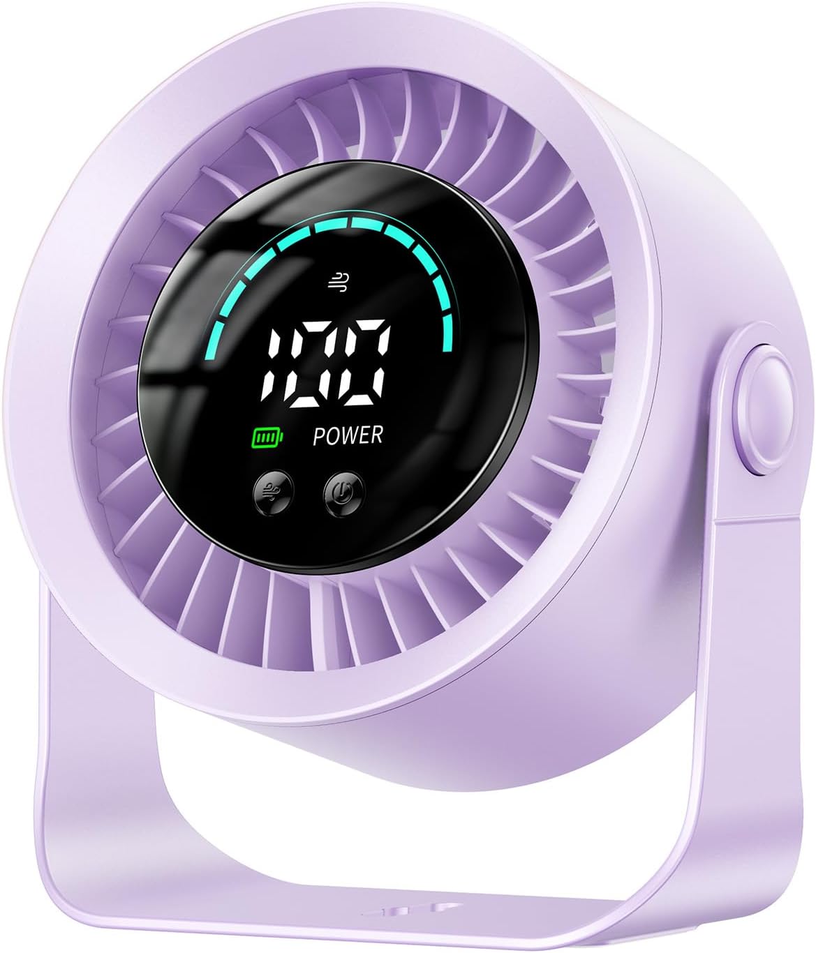 DIGIX Portable Desk Fan, 100 Speeds, 360° Rotation, USB Rechargeable | Quiet LED Display Table Fan with Wall Mount Design. Small Personal Cooling Fans for Home, Bedroom, Office & Travel, Purple