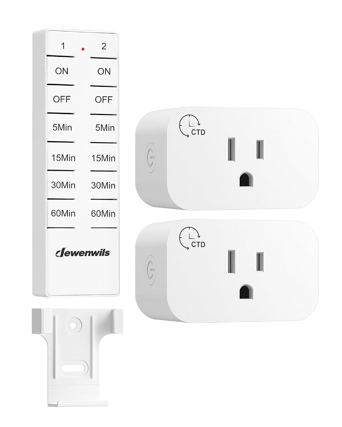 DEWENWILS Wireless Remote Control Outlet with Timer, Indoor Remote Timer Outlet, No Interference No Wiring, 15A/1875W 100FT RF Range, Countdown Light Switch for Lamp, Fan