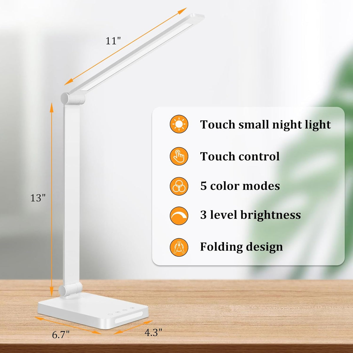 LED Desk Lamp with USB Ports,Touch Desk Lamps for Home Office with 5 Modes