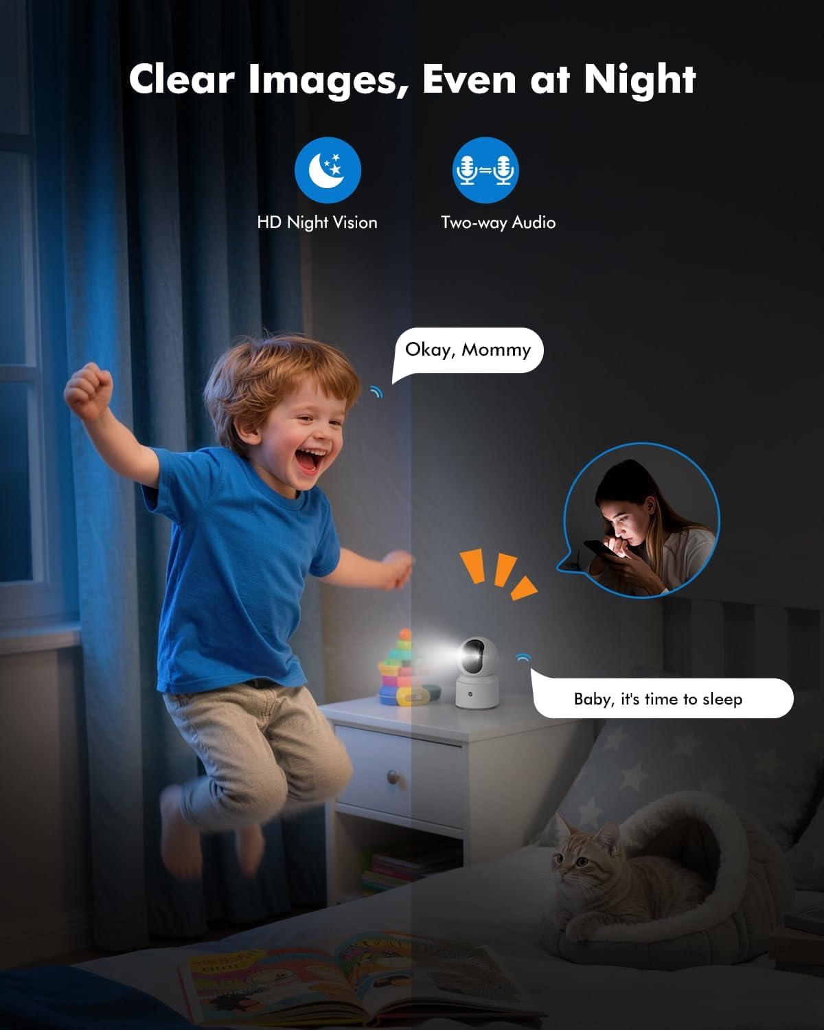 Indoor Camera Wireless, Pet Camera Indoor with Phone App