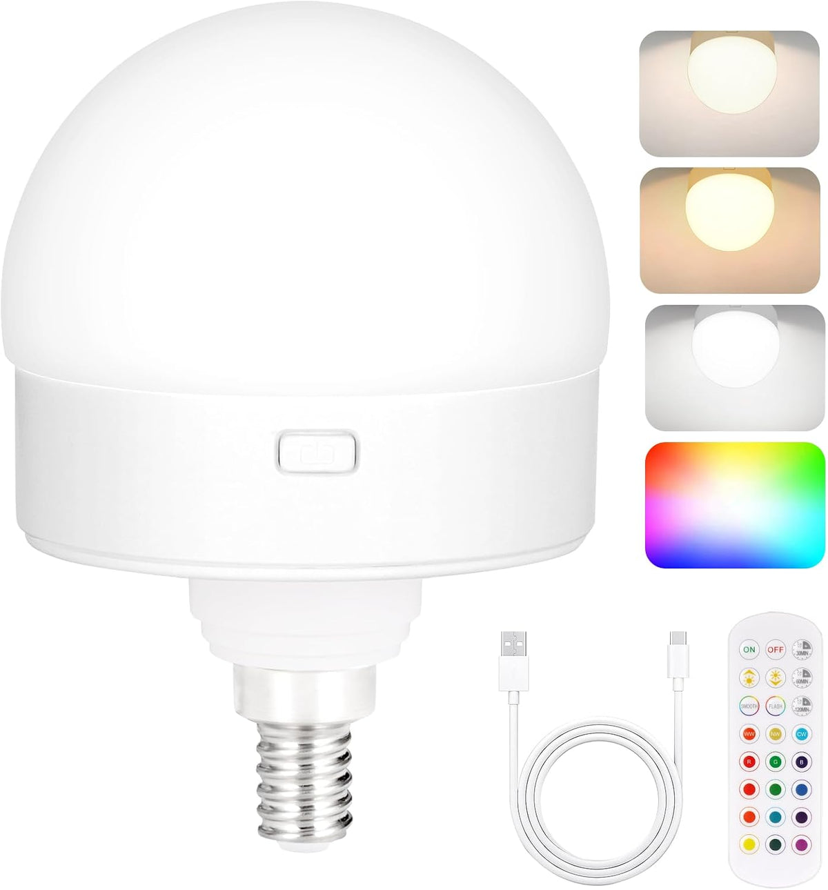 Yochoice Rechargeable Battery Operated Light Bulb with Remote, 2-Pack