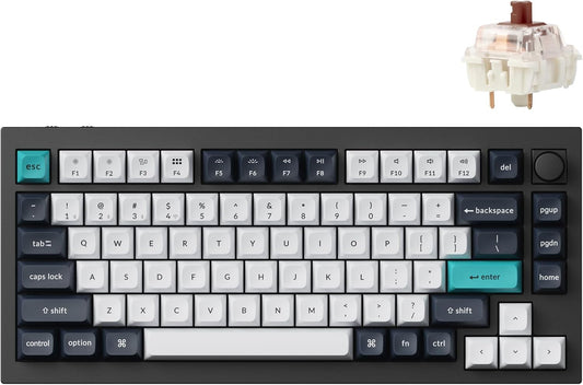 Keychron Q1 Max RGB QMK/VIA Custom Mechanical Keyboard, Hot-Swappable Full Metal Programmable Knob with Gateron Jupiter Brown Switch, 2.4 GHz/Bluetooth/Wired Gaming Keyboard for Mac Windows Linux