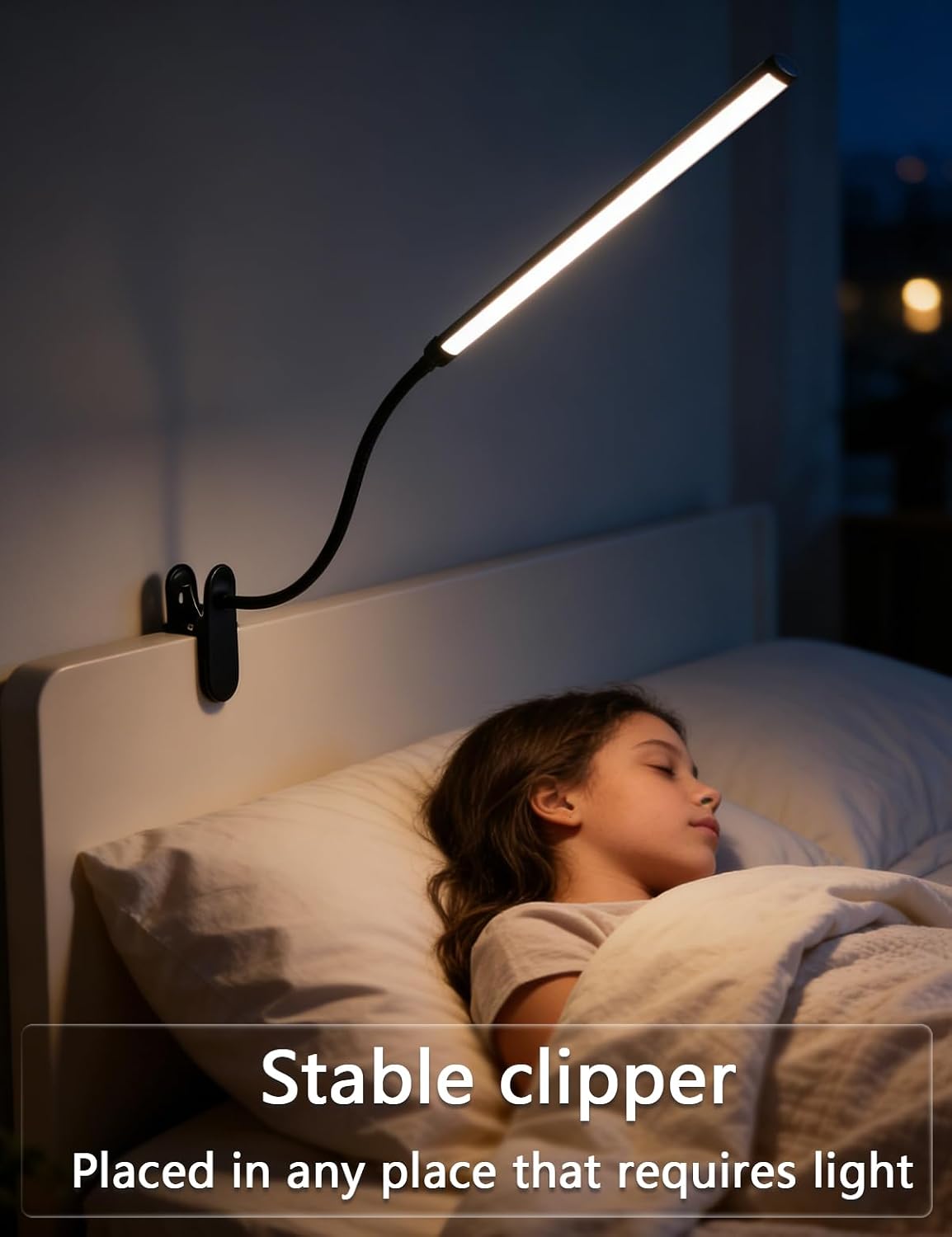 2 Pack LED Clip On Reading Light,Desk Lamp with Clamp,Clip On Table Light Bar,Curved Monitor Light Bar for Home Office,Bedside Bedroom Lamp,Dormitory Study Light,Workbench Task Lighting
