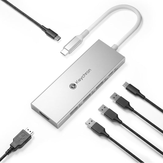 Keychron USB Hub, 6in1 USB C to 4K@60Hz HDMI, 10Gbps USB,100W PD Charging
