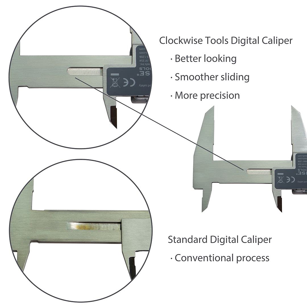 IP54 Grade Digital Caliper, DCLR-0605 0-6" /150mm, Inch/Metric/Fractions Conversion, Stainless Steel, Large LCD Screen