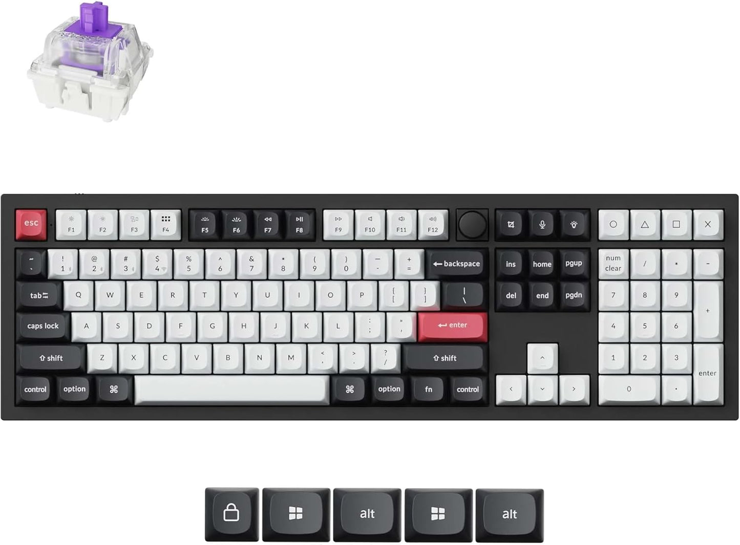 Keychron Q6 HE Wireless Custom Magnetic Keyboard 100% Full-Size Layout | 2.4 GHz/Bluetooth/Wired, QMK Launcher, Hot-Swappable Gateron Double-Rail Magnetic Switches for Mac Windows Linux - Aluminum