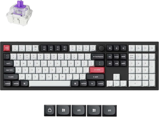 Keychron Q6 HE Wireless Custom Magnetic Keyboard 100% Full-Size Layout | 2.4 GHz/Bluetooth/Wired, QMK Launcher, Hot-Swappable Gateron Double-Rail Magnetic Switches for Mac Windows Linux - Aluminum