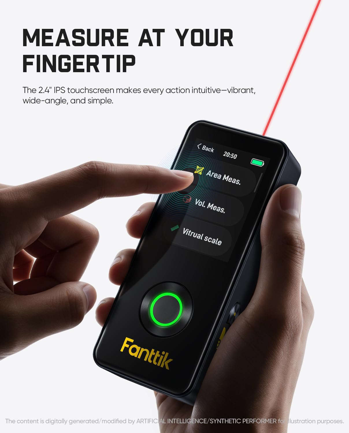 Fanttik Neo A11 Pro Laser Measure, Touch Screen, Angle Sensor, Bubble Level | 165Ft Laser Measuring Tool, Color Display, Distance Area Volume Measuremen, Data Storage, Type-C Rechargeable for Home DIY