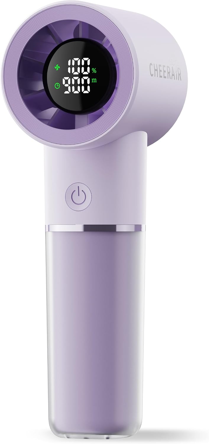 Handheld Portable Fan, 6-Speed Rechargeable Powerful Mini Fan | 5000mAh Battery Up to 15 Hours Runtime, Smart LED Display, Pocket Turbo Personal Fan for Travel, Camping, Makeup