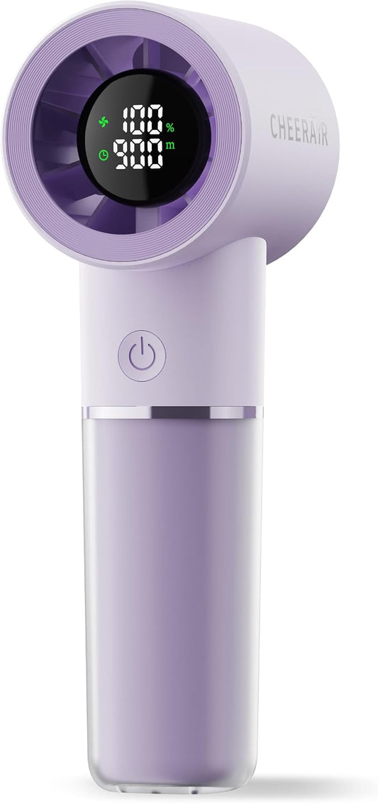Handheld Portable Fan, 6-Speed Rechargeable Powerful Mini Fan | 5000mAh Battery Up to 15 Hours Runtime, Smart LED Display, Pocket Turbo Personal Fan for Travel, Camping, Makeup