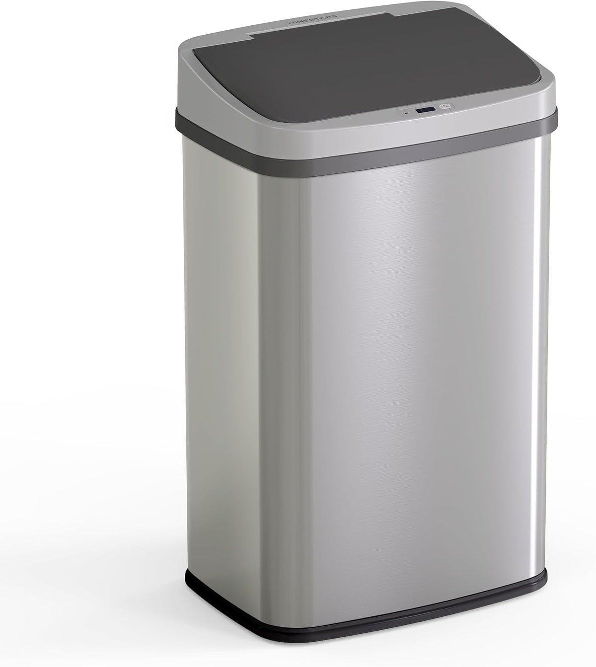 Ninestars 13 Gallon Automatic Trash Can, 50L Touchless Motion Sensor Garbage Can with Odor-Sealing Lid, Rectangular Stainless Steel, Silver Trim