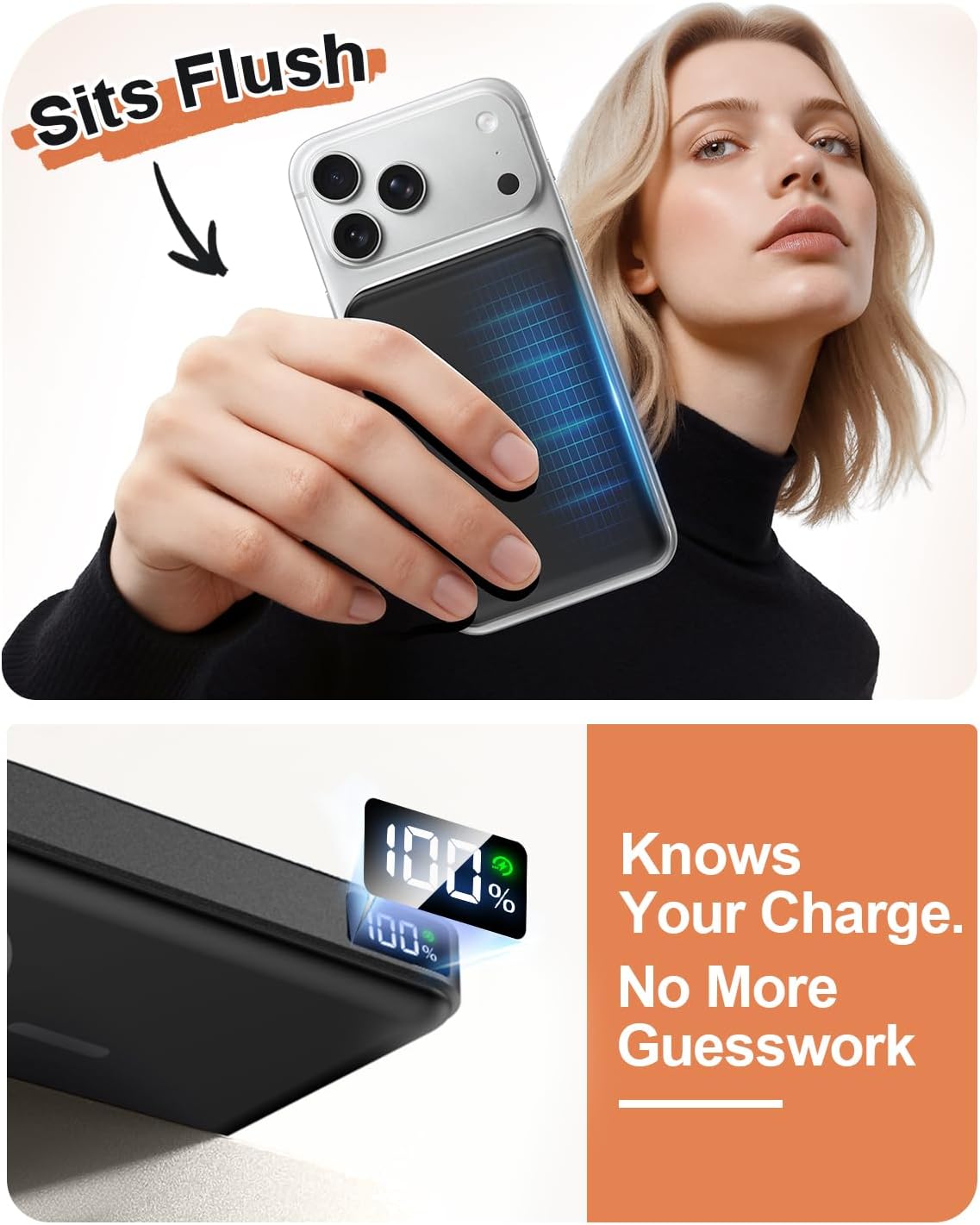 10000mAh Portable Charger, Magnetic Power Bank for Magsafe Charger, Slim | 20W Wireless Magnetic Battery Pack with iPhone 17/16/15/14, for Samsung/Android via Magnetic Case, Travel Essential