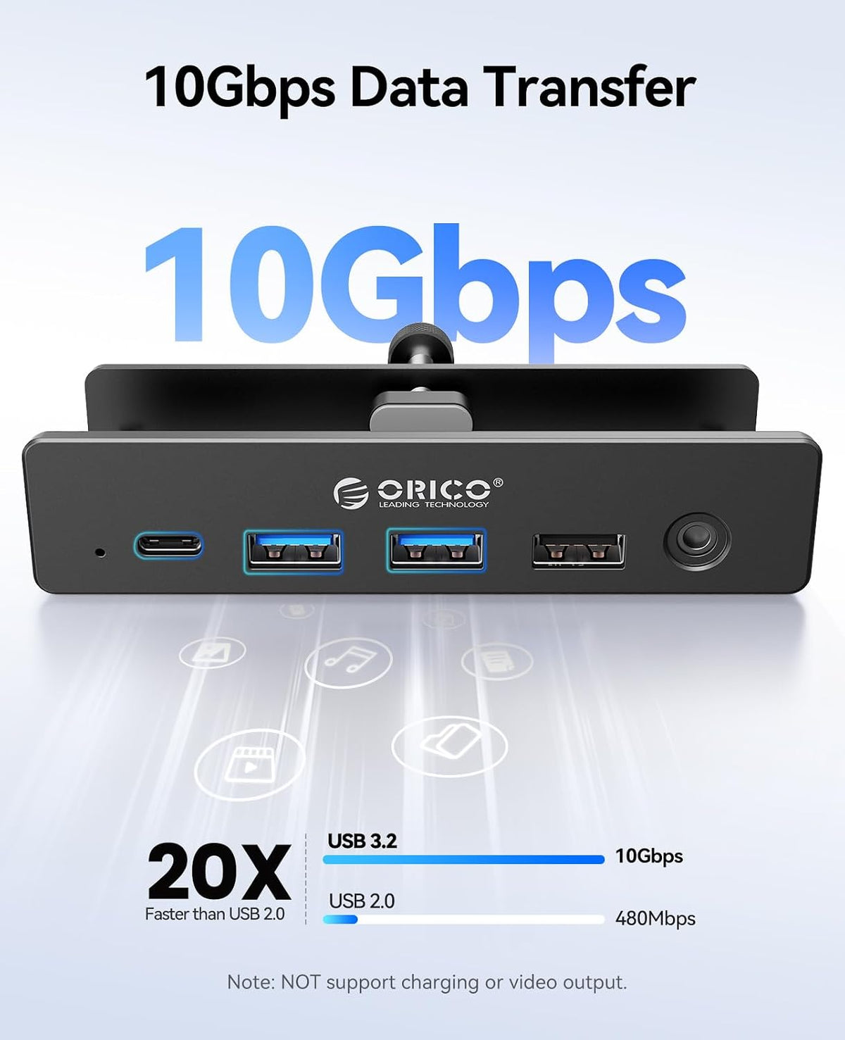 ORICO Clip Docking Station, 8-in-1 Clamp USB C Hub with 4K@60Hz HDMI, 100W PD, Gigabit Ethernet, 4xUSB Port, AUX, 10Gbps Clamp Docking Station for Laptop, MacBook, PC (Adapter Not Included)