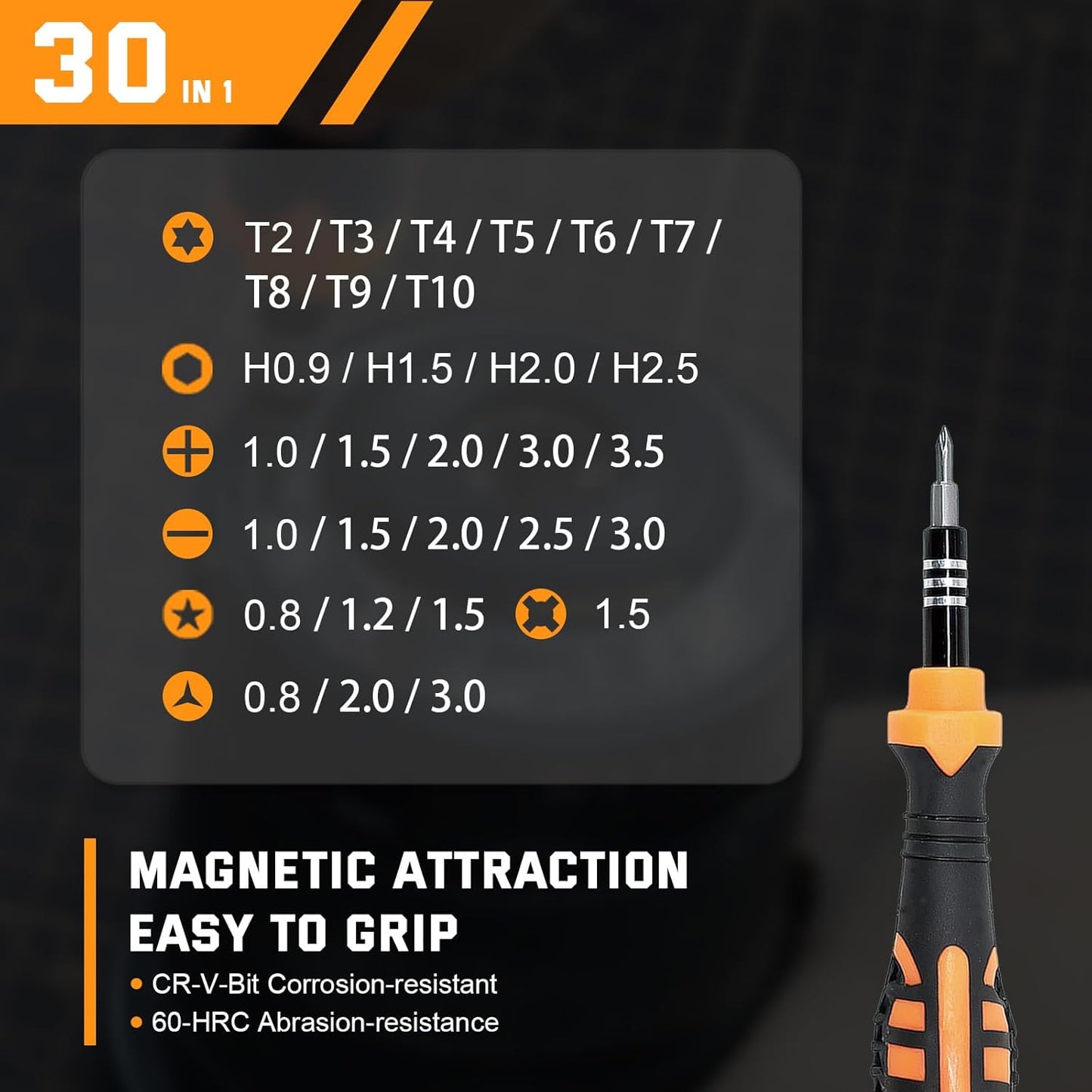 JAKEMY 33 In 1 Precision Screwdriver Set, Magnetic Tips Small Screwdriver Kit with Multi Replaceable Torx Bits, DIY Tool Electronics Repair Kit with Tweezers for Phone, Laptop, Computer, Watch, Bell