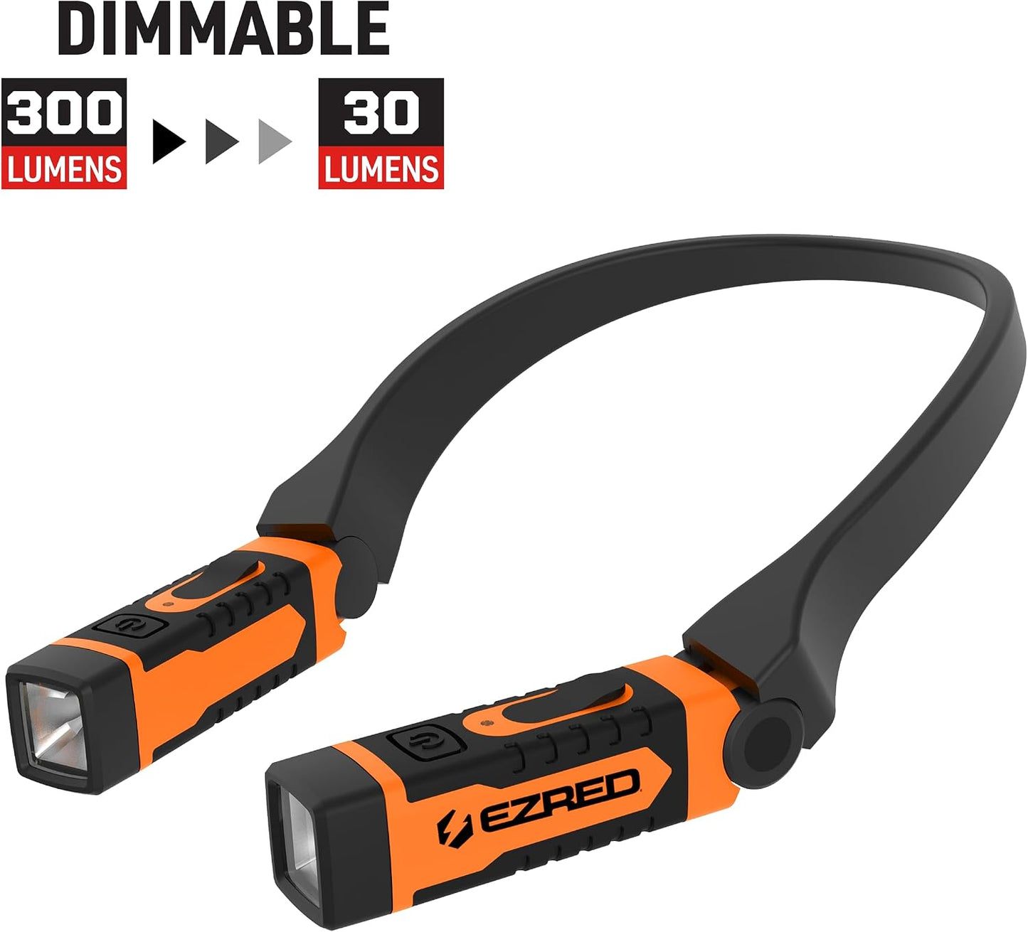 EZRED NK15-OR ANYWEAR Rechargeable Neck Light for Hands-Free Lighting, Orange, Perfect Light for Mechanics, Camping, Hunting, DIY Projects, Reading