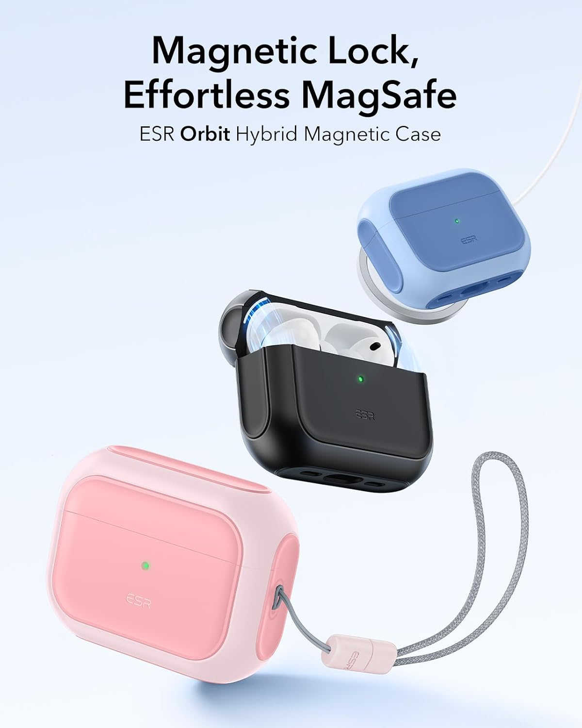 ESR for AirPods Pro 3 Case, Compatible with AirPods Pro Case 3rd Generation (2025), Compatible with MagSafe, Full Drop Protection Cover with Lanyard, Pink