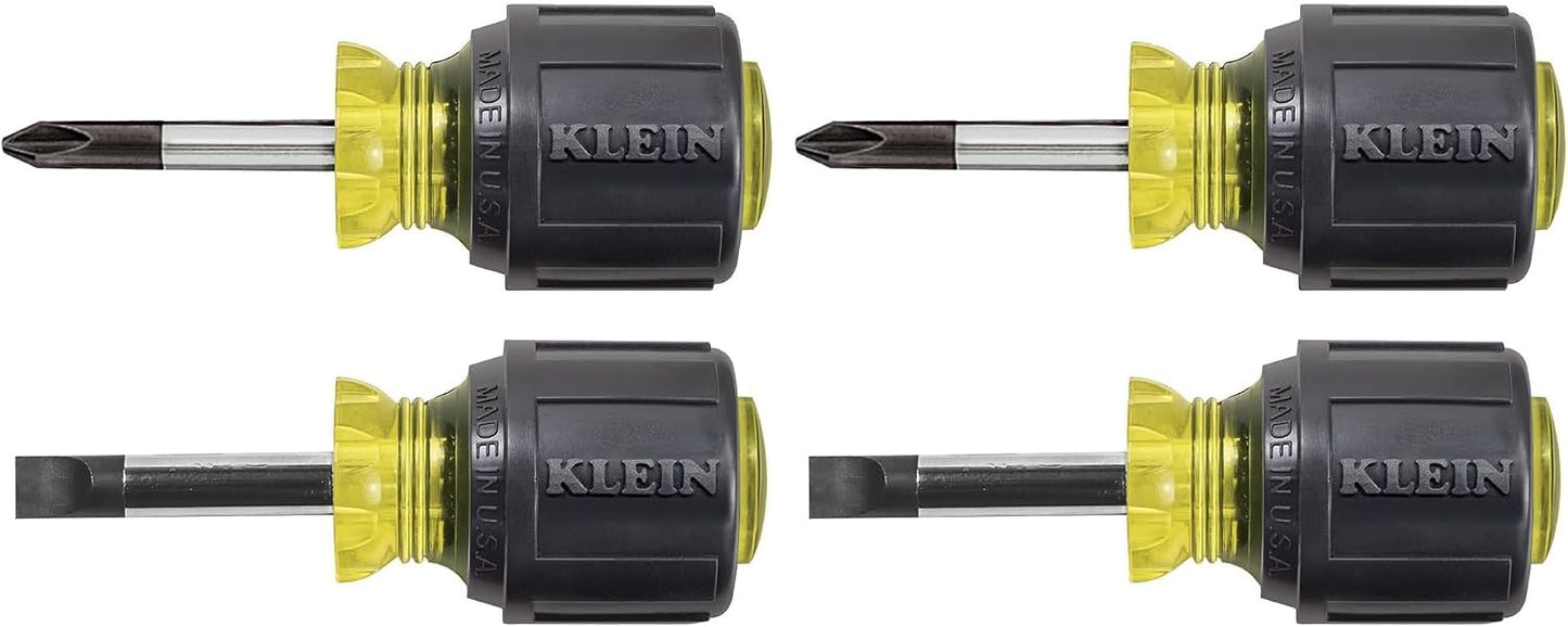 Klein Tools 85071 Stubby Slotted and Phillips Screwdriver Set, Made in USA, with 5/16-Inch Cabinet-Tips and #2 Phillips-Tip, 2-Piece