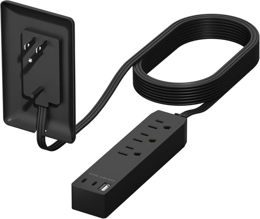 LIDER Outlet Extender with 3 Receptacles, 21W USB-A & 2 USB-C, Flat-Face