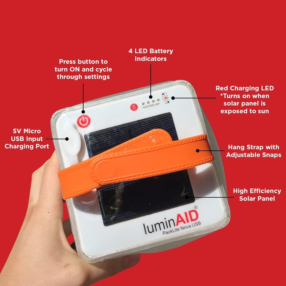 LuminAID Nova Inflatable Solar LED Lantern for Camping, Hiking & Travel | 75 Lumens, Waterproof, Camping, Hiking & Travel, Emergency Light for Power Outages, Hurricane, Survival Kits