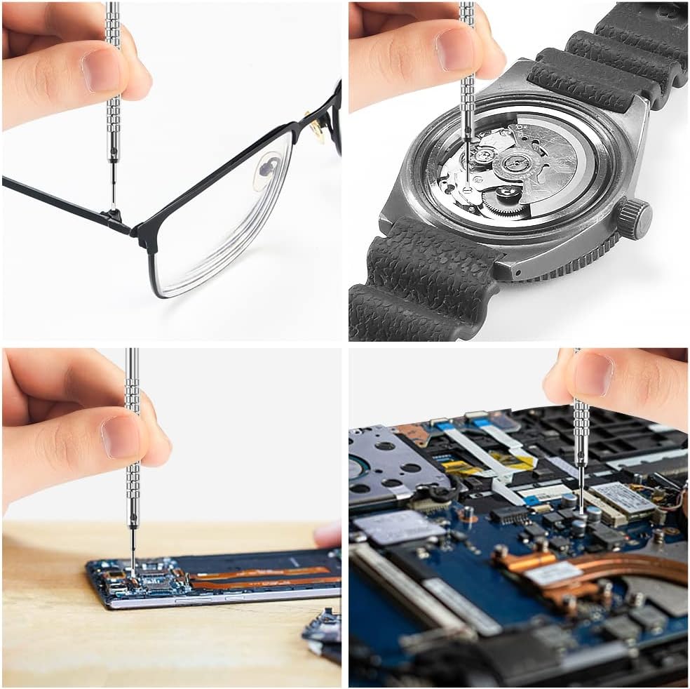 10 pcs Precision Slotted And Phillips Watch Screwdriver Set Different Sizes With 20 Extra Replace Blades Watchmaker Screwdriver Set for Watch,Jewelry,Eyeglass，The Best Gift for Dad