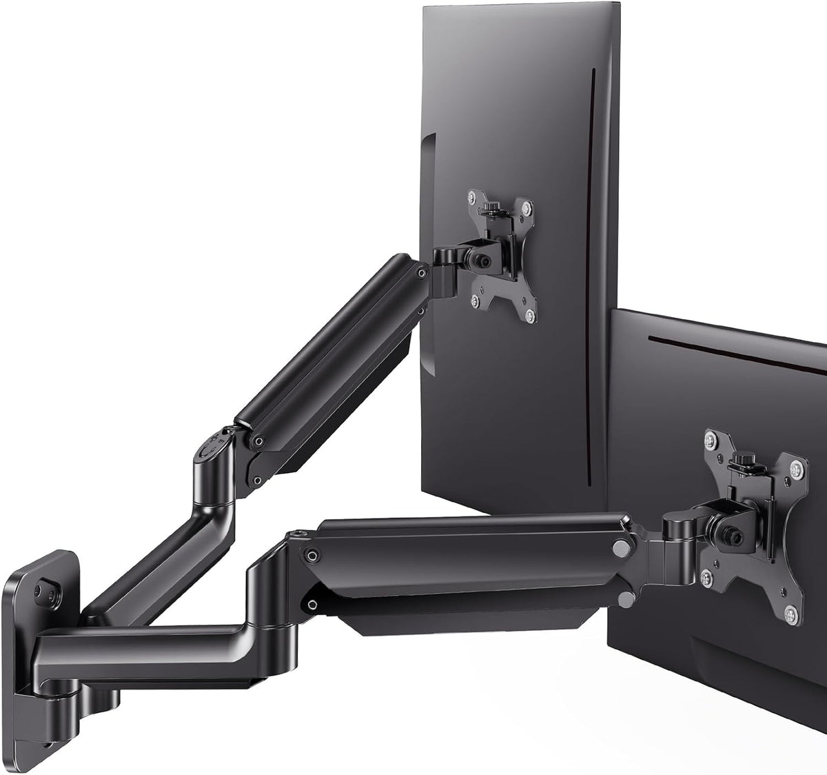 HUANUO Gaming Dual Monitor Wall Mount for 17-32 Inch Computer Screen Mount (4.4-17.6lbs Per Arm) - VESA 75x75/100x100 Height Adjustable Stand for Dual Monitors - Home Office Desk Setup