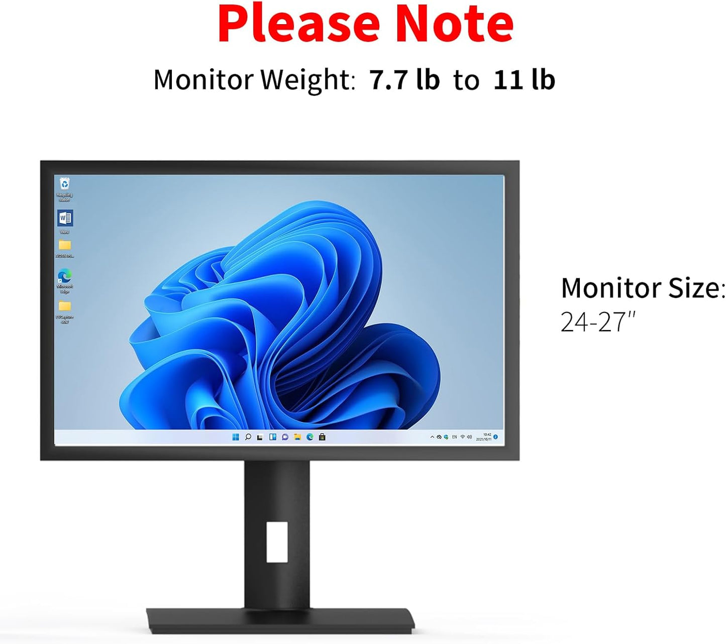 Single Vesa Monitor Stand for Monitor 24″ - 27″ Weight 7.7-11 lb | Spring-Adjustable Height, Swivel, Tilt, Rotation, Computer Screens Vesa 75x75/100x100 Monitor Desk Mount for Office Home