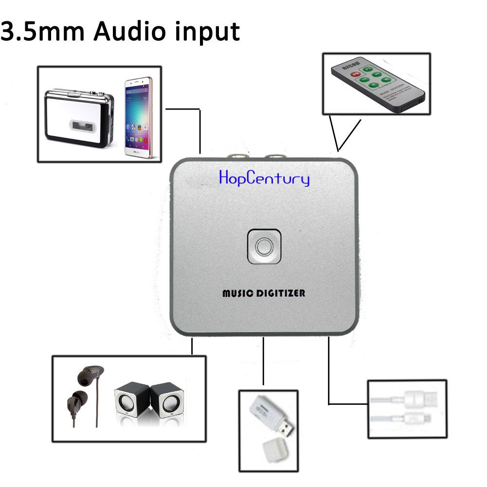 Music Digitizer CD Recorder for Music Audio Capture Device Cassette MP3 Recorder Converter with 3.5mm & RCA Line Input | Convert Cassette Tape, Vinyl Record, CD to MP3 without Computer, 3.5mm/RCA Line In, Save Retro Memories to USB Drive SD Card