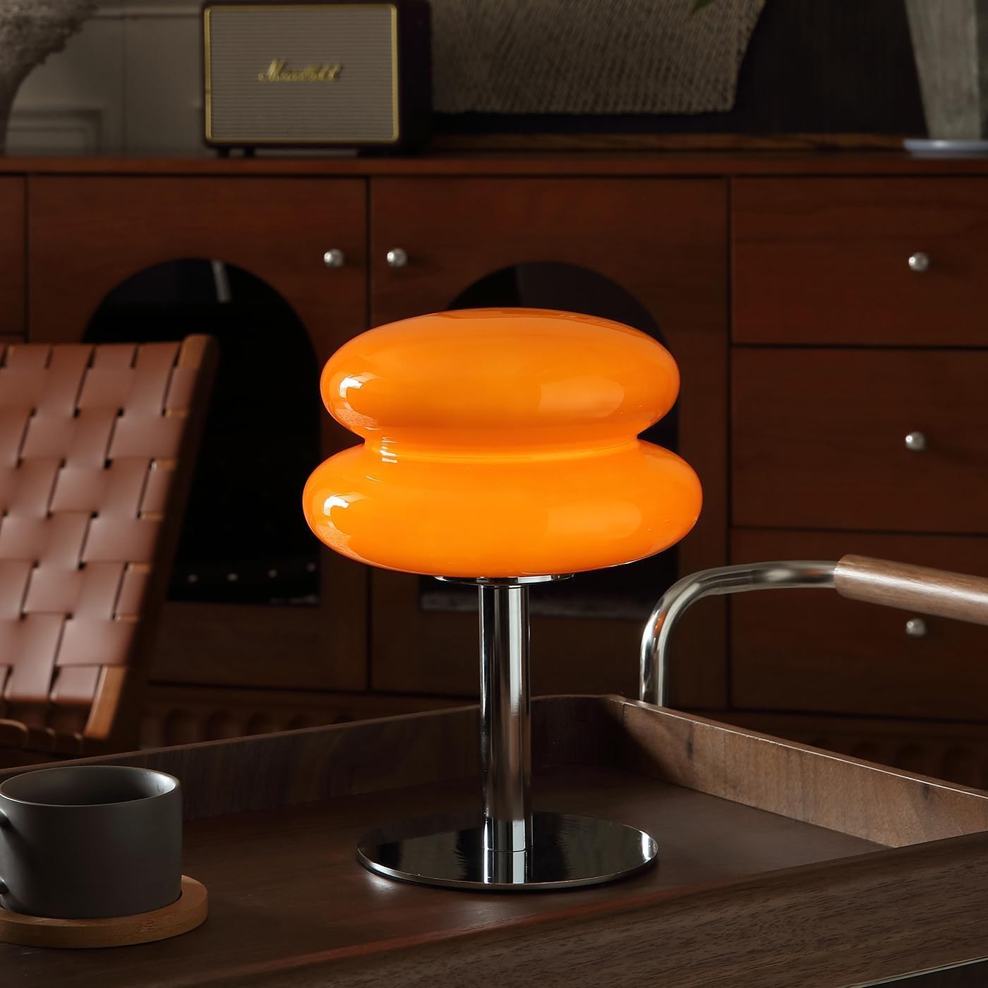 Glivpny Mushroom Table Lamp, Mid Century Modern Decor Lamp(Orange) | Cool Desk Lamps for Bedroom,Vintage Dimmable Bedside Small Cute Lamps, House Warming Gifts New Home Decor