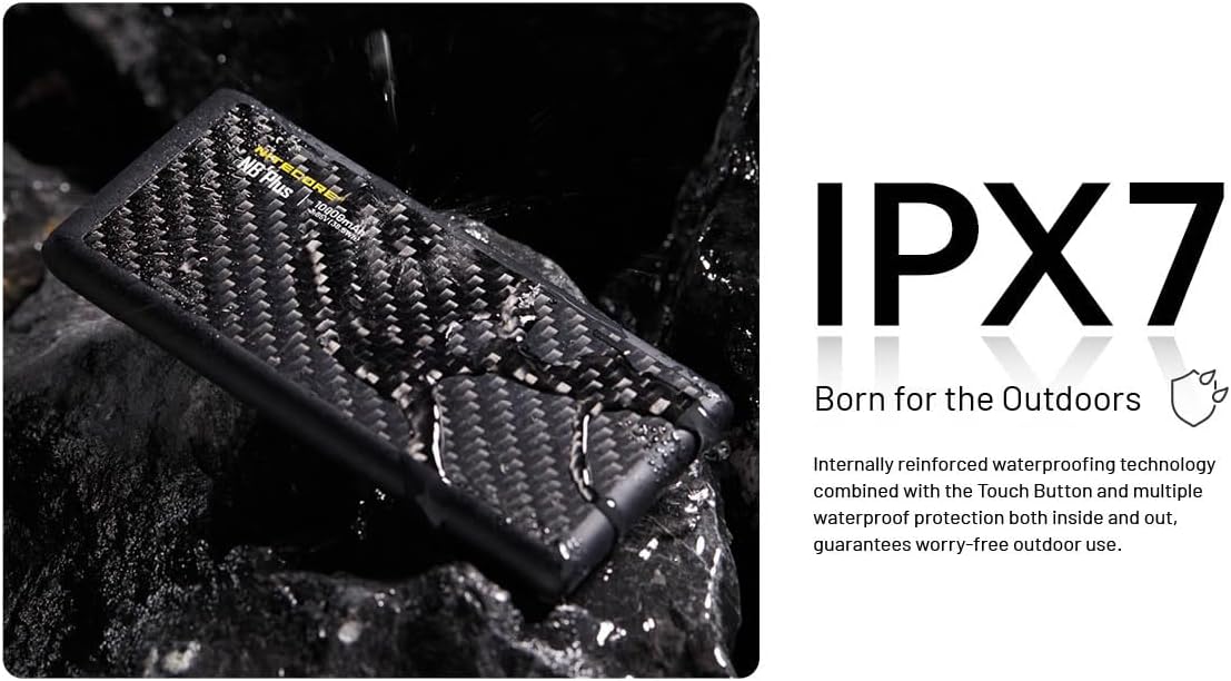 Nitecore NB Plus 10,000mAh Power Bank, Ultra Lightweight and Slim USB-C and USB-A Ports for Phones, iPads and More Travel Ready Fast Charging 5V/3A QC PD