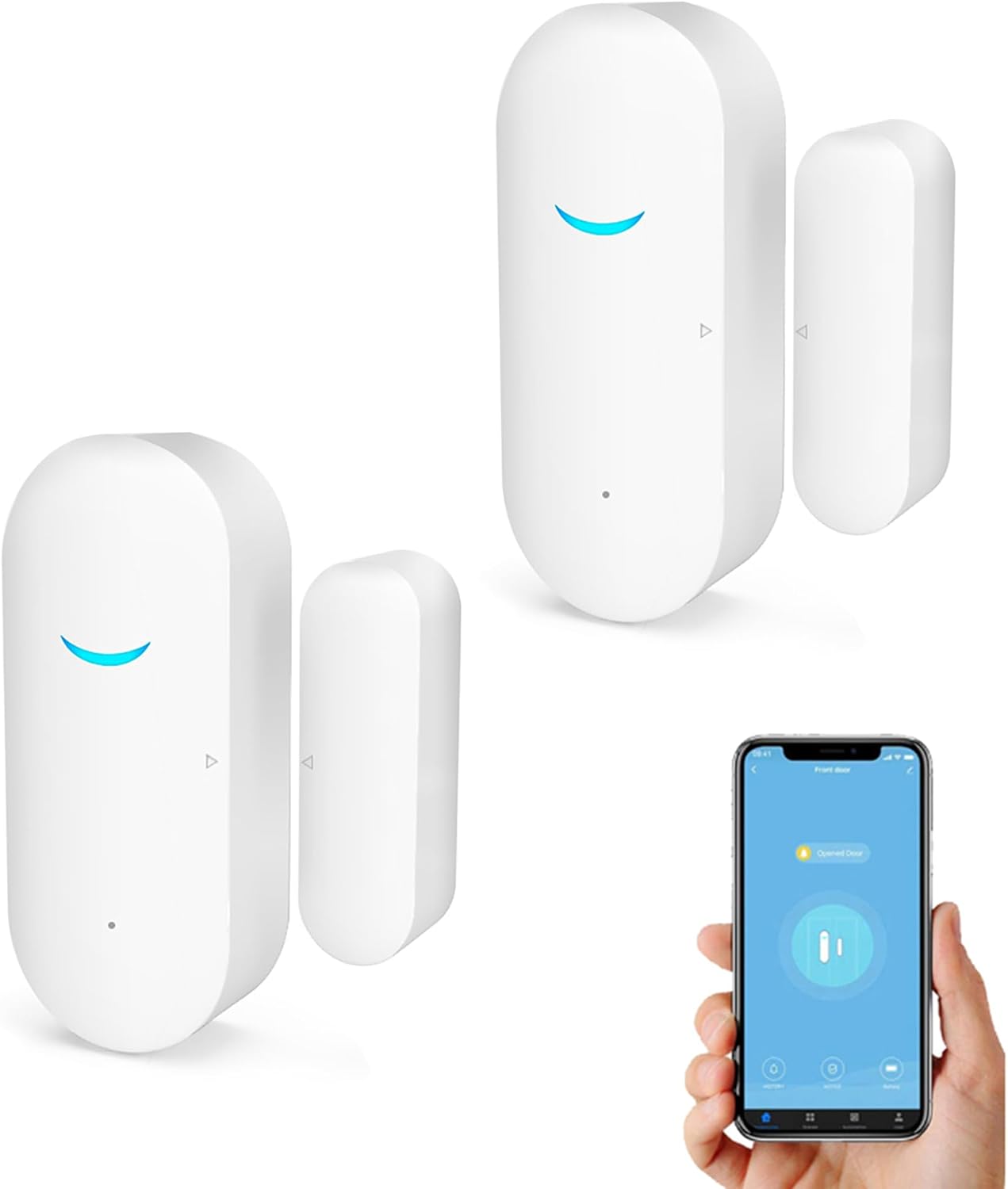 WiFi Wireless Door Window Sensor,TUYA Smart Alarm with Free Notification APP Control Home Security Alarm System, Compatible with Alexa, Google Home, Siri (1-Pack)