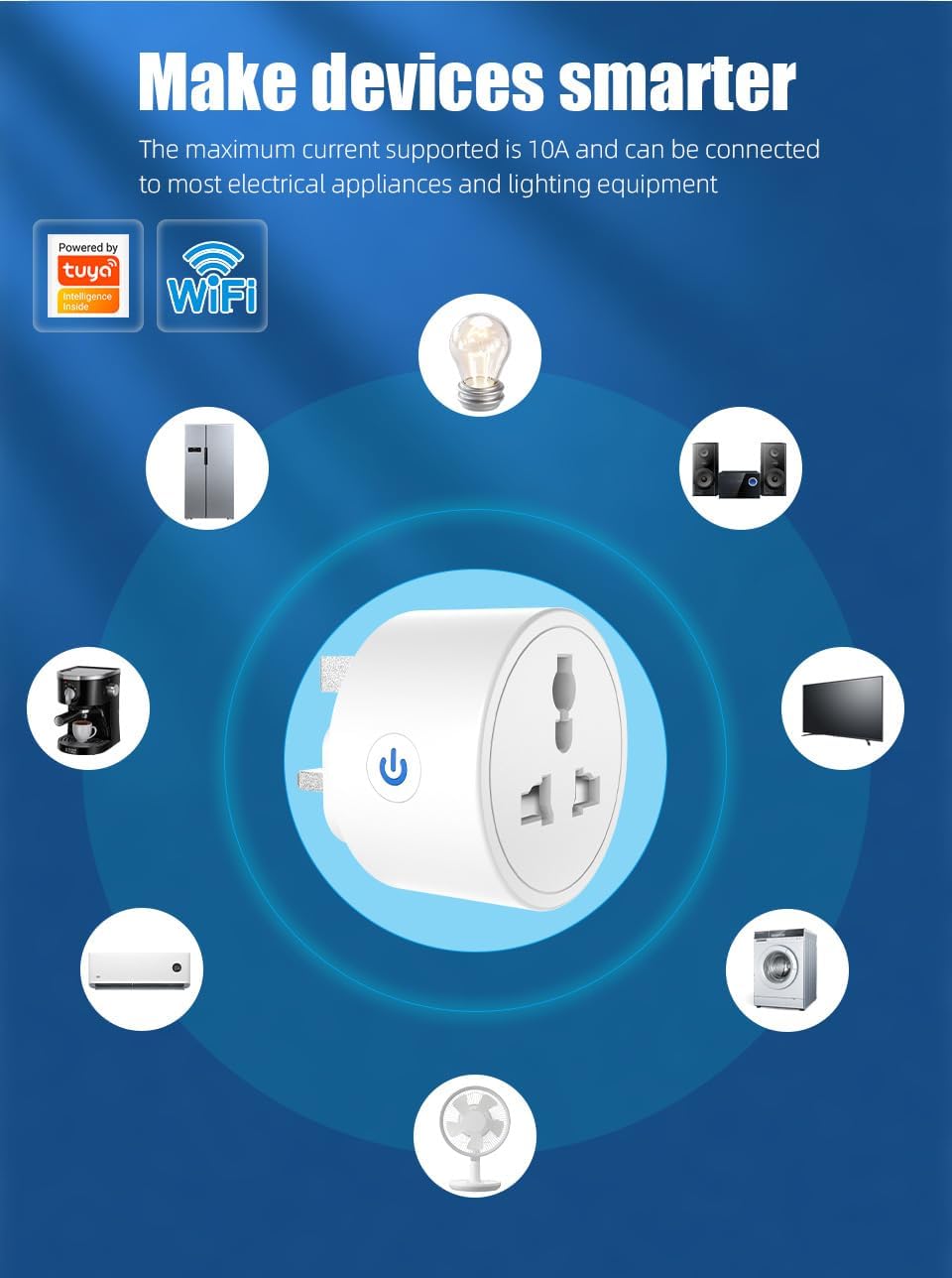 WiFi Smart Outlet Universal Converter,Compatible with Alexa, App and Voice Control,Used with US/EU/UK Socket,16A.(UK)