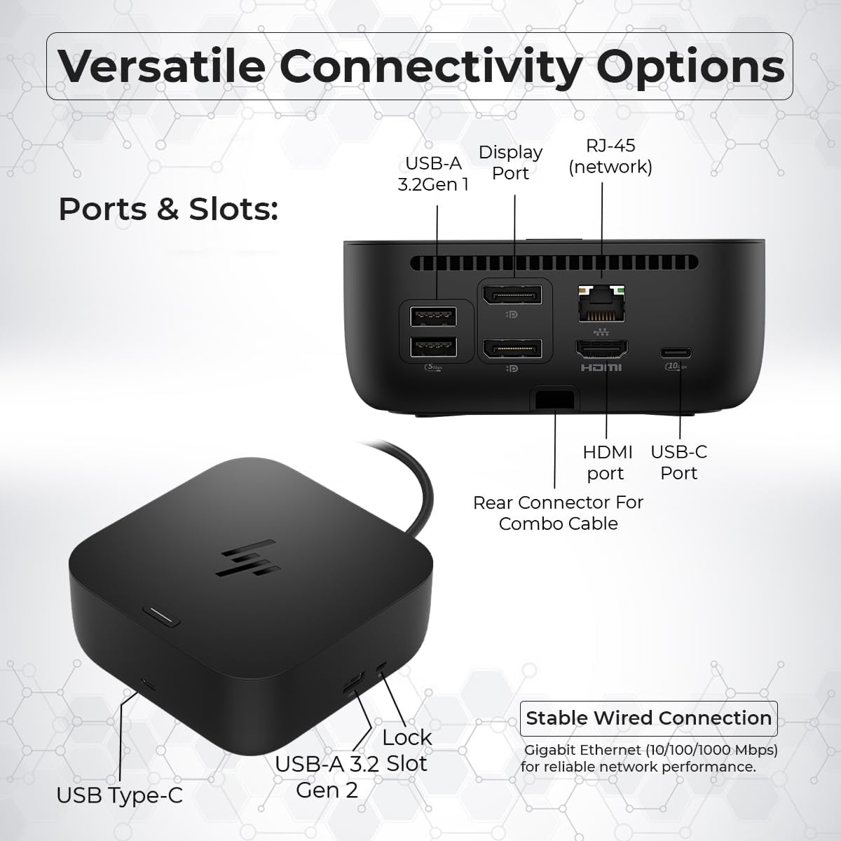 HP USB-C G6 100W Docking Station with HDMI, DisplayPort & USB Ports