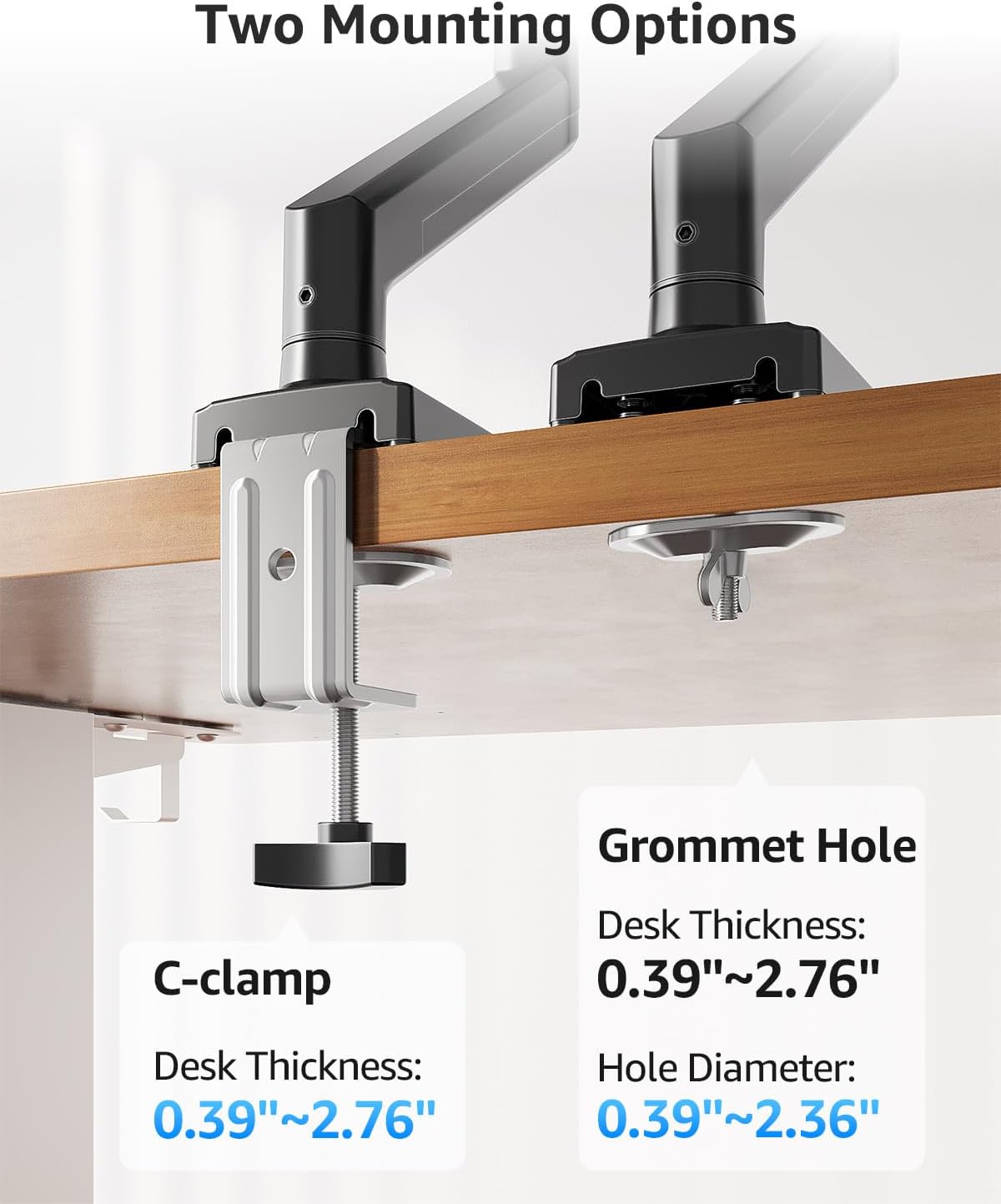 MOUNTUP Laptop Stand for Desk, 2-in-1 Monitor Mount with Laptop Tray Holds 2.2-22lbs, Adjustable Laptops Arm Mount for Max 17" Notebook & 32" Monitor, Laptops Desk Arm with Clamp/Grommet
