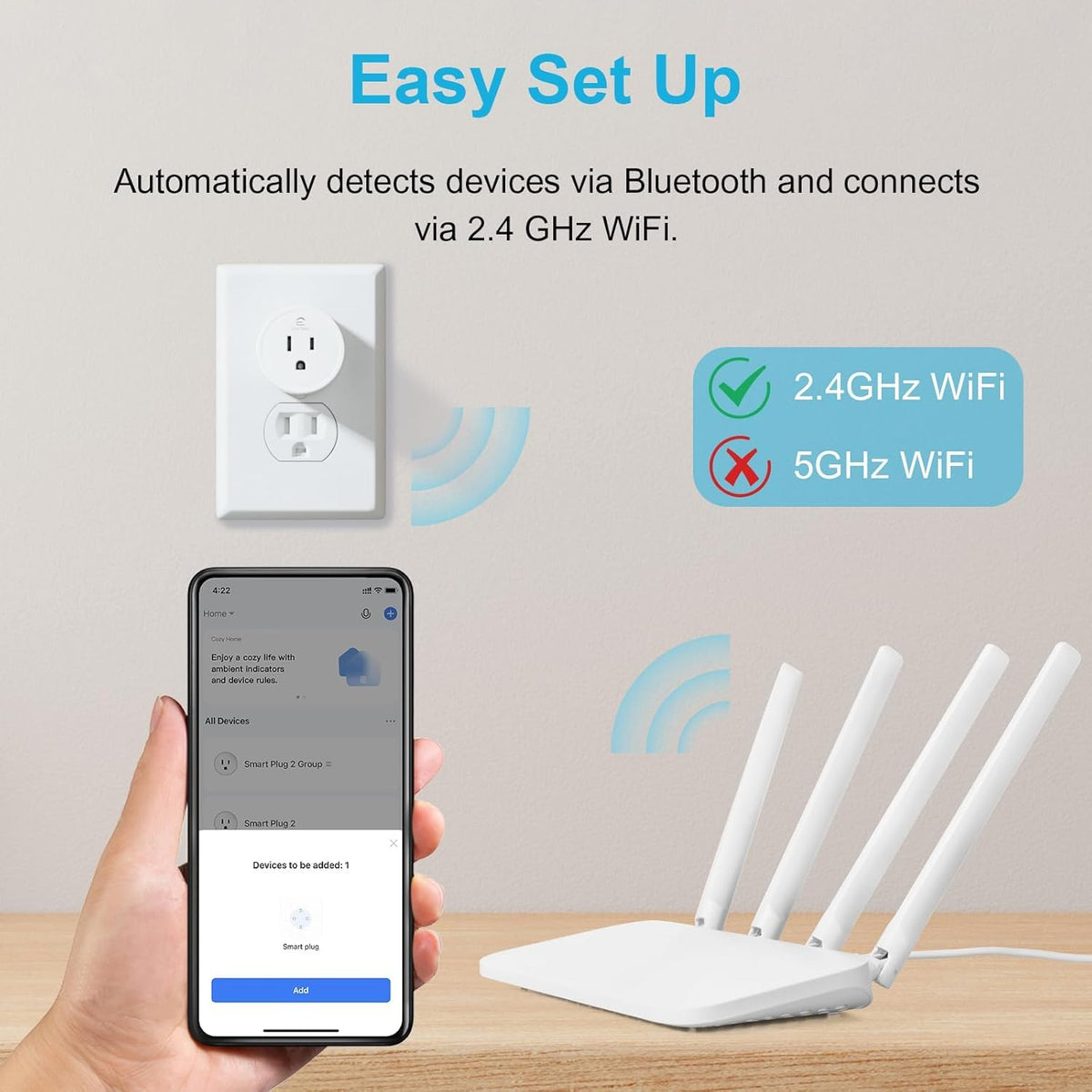 EIGHTREE Smart Plug WiFi Outlet Works with Alexa & Google Home, 15A, 2-Pack
