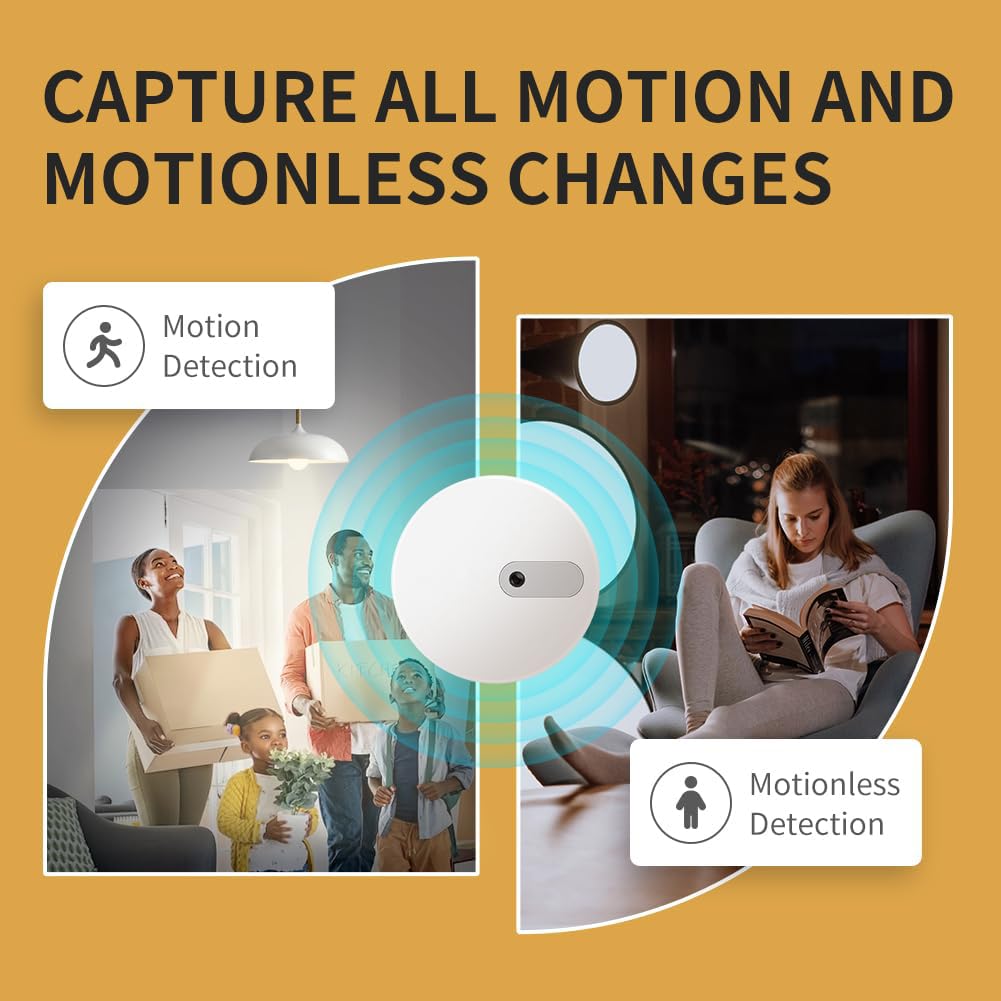 Human Presence Sensor ES1,Smart Motion Sensor with 24G mmWave Radar,Occupancy Sensor Requires Tuya Zigbee Hub for Home Security and Automation,Compatible with Alexa,Smart Life,Z2MQTT,ZHA