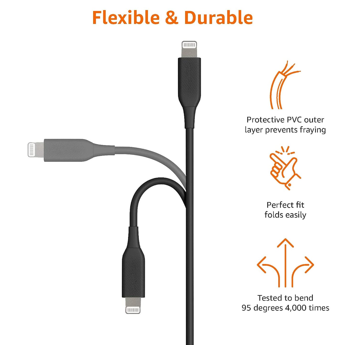 Amazon Basics USB-C to Lightning Cable, Apple MFi Certified, Power Delivery, Data Transfer, 3 Feet, Black