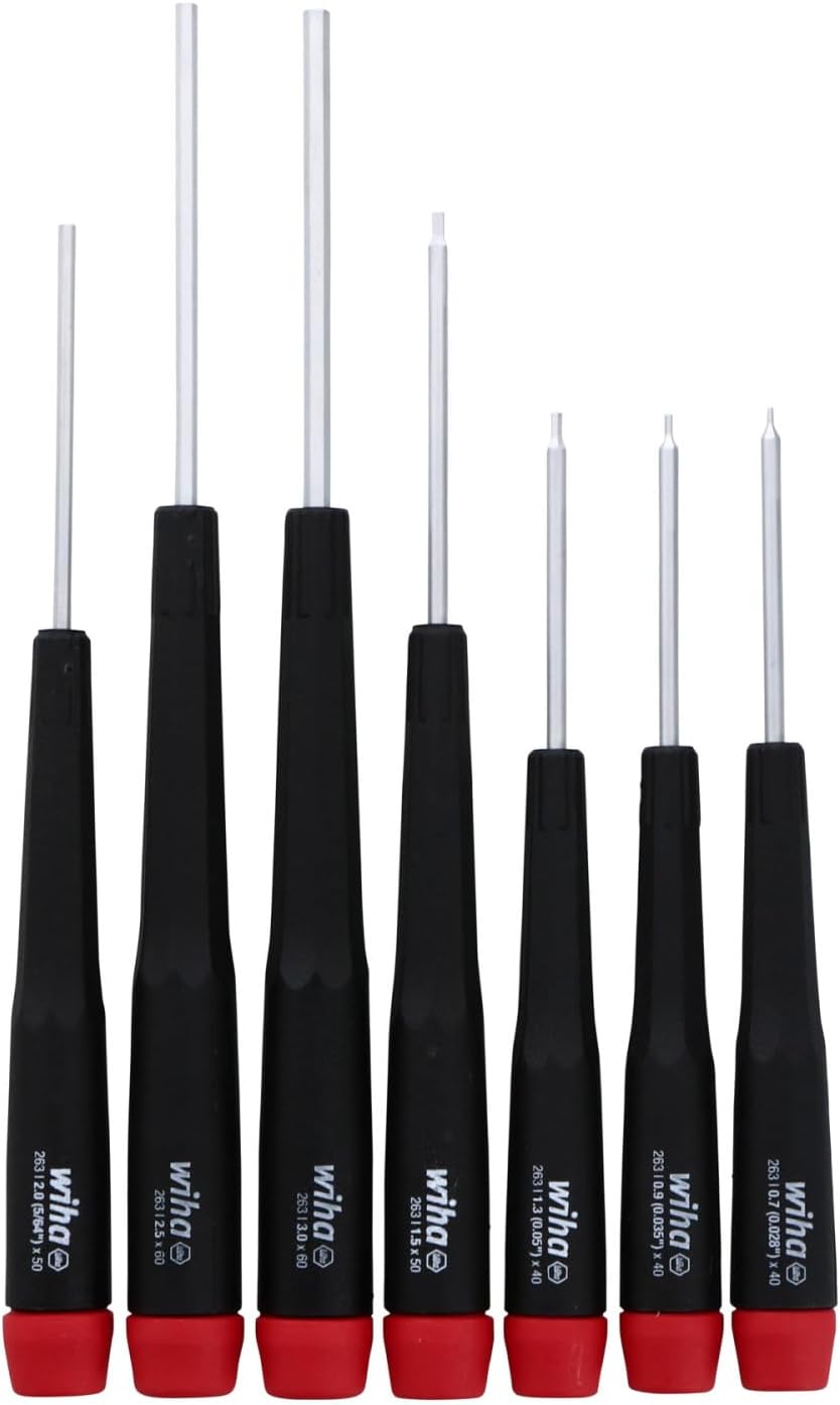 Wiha 26390 Screwdriver Set, Hex Metric With Precision Handle, .7 - 3.0mm, 7 Piece, original version, one size | .7-3.0mm, Original Version, One Size