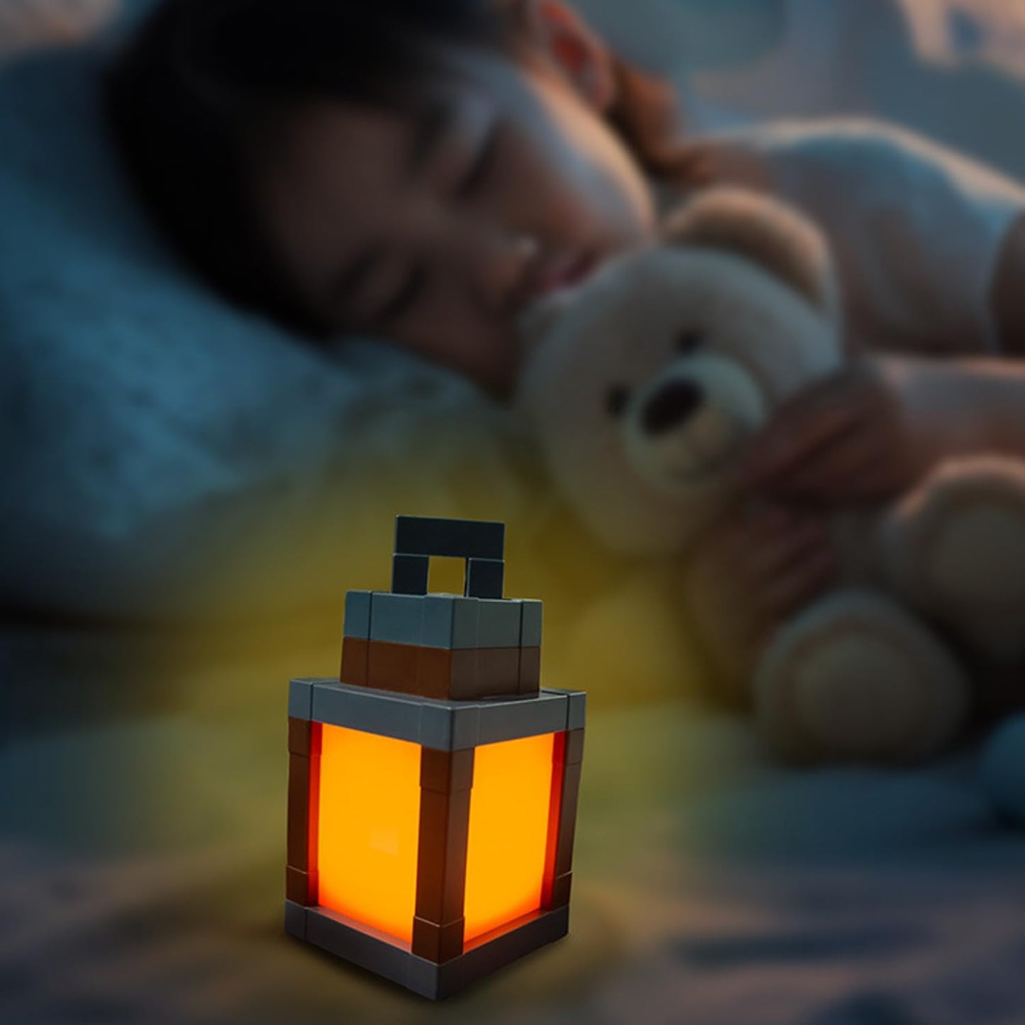 Pixelated Lantern Night Light for Kids, LED 16 Colors Change Hanging Lamp | Rechargeable, Soft, Free Hanging/Tabletop Nightlight Gamer Boys Girls Bedroom Game Room Dorm Home Wall Decor, Birthday Gift
