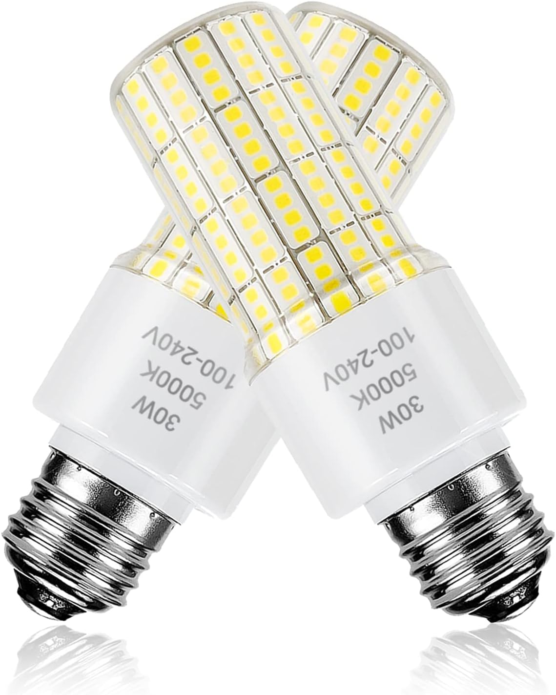 Led Light Bulb Equivalent 250w 2pcs Super Bright Led Bulbs, 3750 Lumen 3000k Warm Daylight White 30w Waterproof Led Corn Light Bulb E26/E27 Medium Base Light Bulb for Outdoor Indoor Garage Backyard