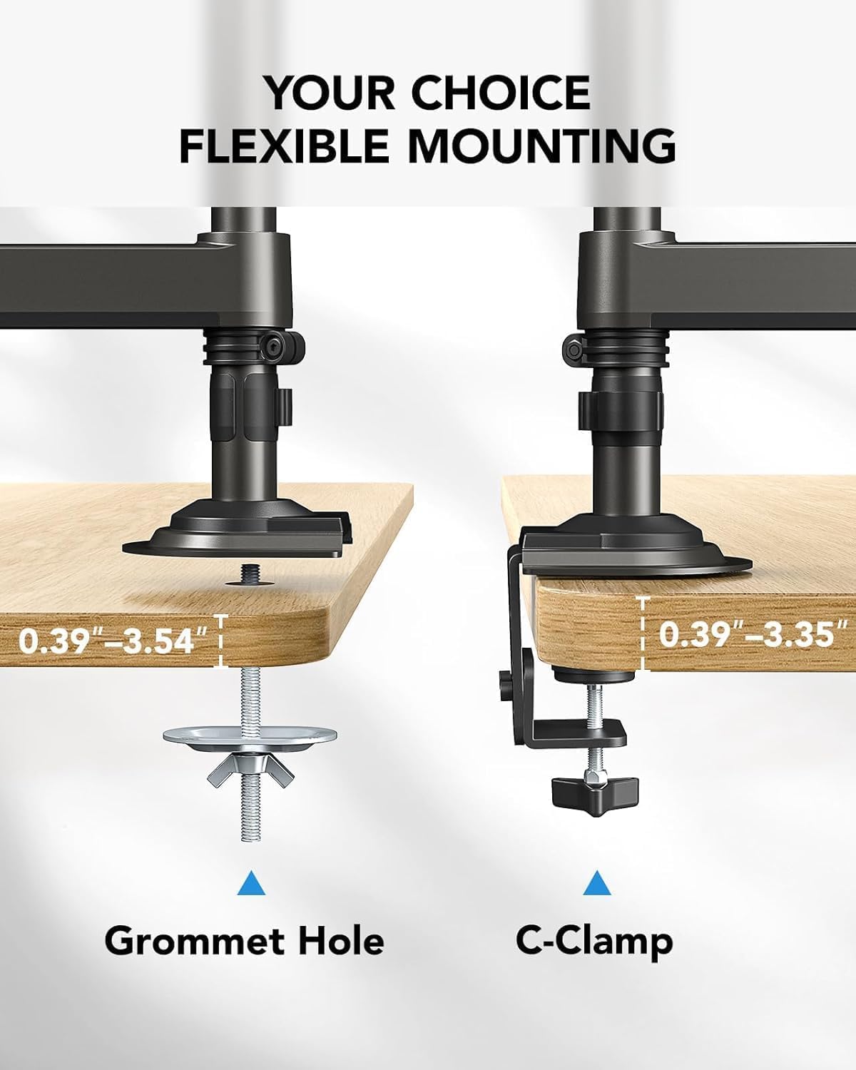 HUANUO 17-32 Inch Dual Monitor Stand, Vertical Dual Monitor Mount, Monitor Stand 2 Monitors, Ergonomic Adjustable Tilt/Swivel/Rotate, Weight Max 19.8 lbs, VESA 75/100mm