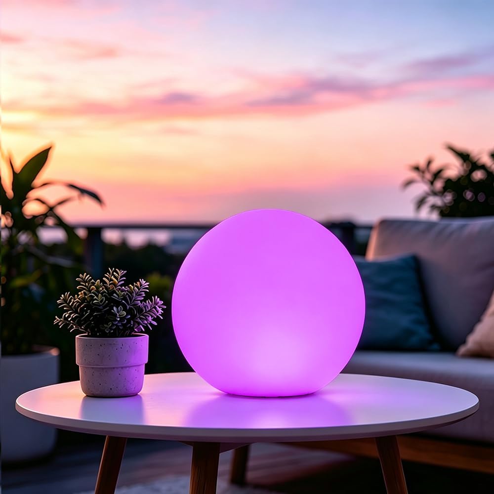 10-in LED Ball Light, Dimmable RGB Color Changing LED Globe Orb Mood Light