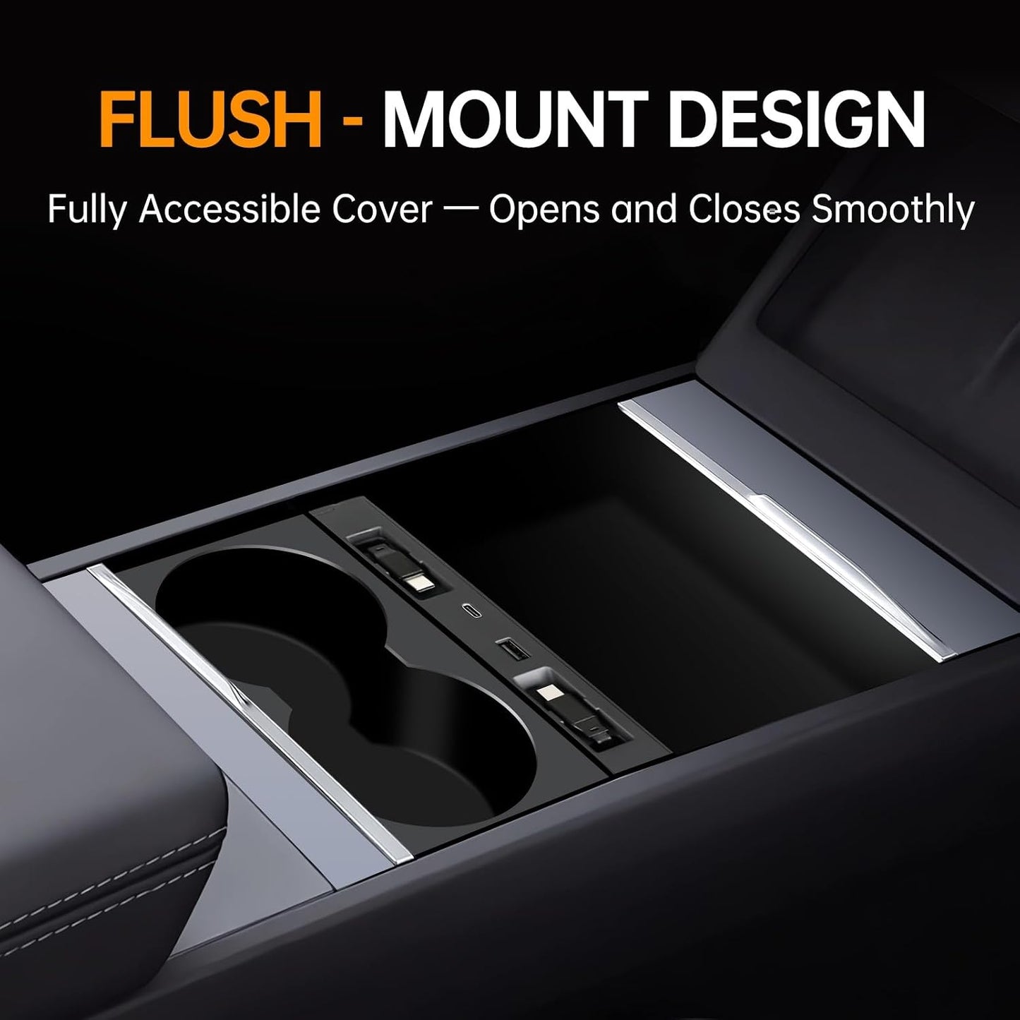 USB Hub for Tesla Model Y Juniper 3 Highland Y L with Dual Type-C | Fits Model Y Juniper 2025 2026 Model 3 Highland 2024-2026 Y L, 117W 4-in-1 Center Console Docking Station with Sunken Design
