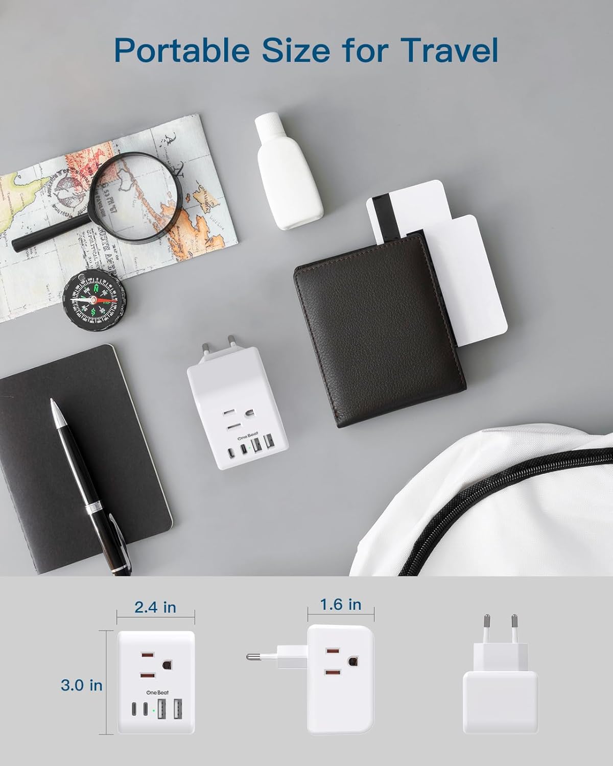 2 Pack European Travel Plug Adapter, Type C Plug Adapter Travel Essentials | International Power Adapter with 3 Outlets 4 USB Ports(2 USB C), US to Most Europe EU Spain Italy France Germany Plug Adapter