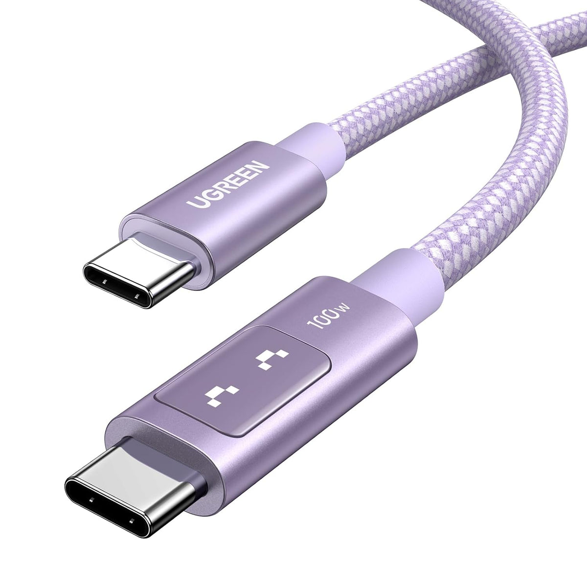 UGREEN Uno USB C Cable 100W with LED Display, Fast Charging, 10ft, Purple