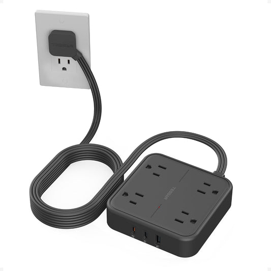 TESSAN Surge Protector Flat Extension Cord 15Ft, Flat Plug Power Strip