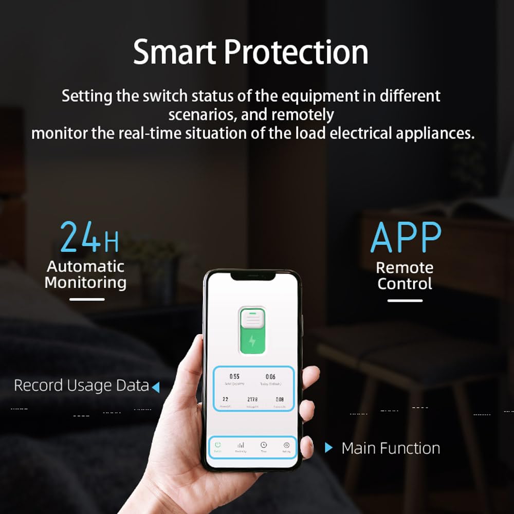 TONGOU DIY 1P+N Smart Wi-Fi Switch, Work with Alexa and Google Assistant for Voice Control, 50A with Energy Monitor, Smart Life/Tuya APP Remote Control, Timer Functions, DIN Rail Mounted,FCC Certified
