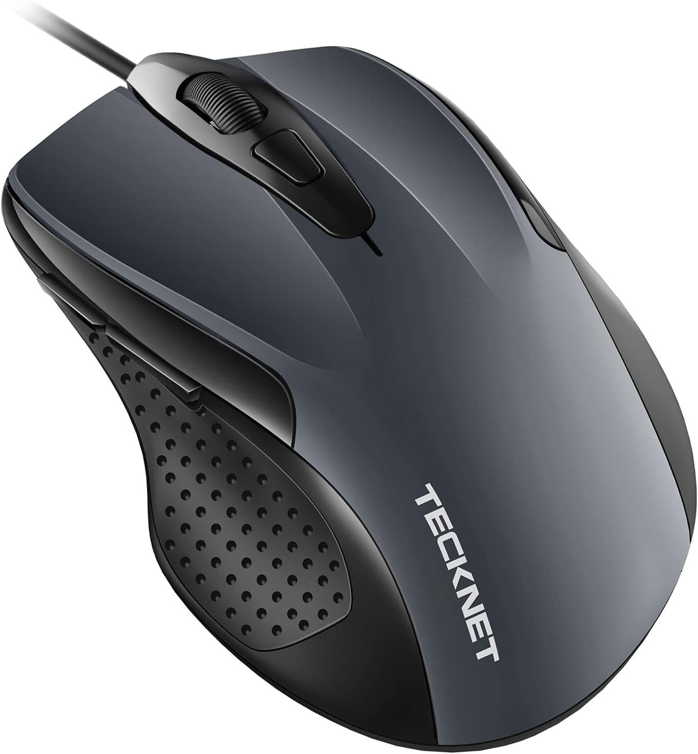 TECKNET USB Wired Mouse, 6-Button Corded Mouse with 4 Adjustable DPI, Optical Computer Mouse with Ergonomic Design and 5FT Cord for Laptop, Chromebook, PC, Desktop, Mac, Notebook-LT.White
