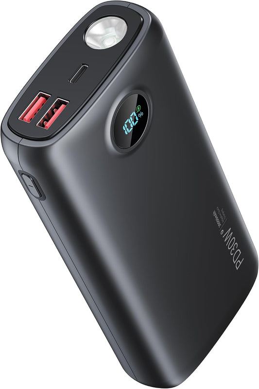 DIAMUAR Portable Charger 30000mAh, 30W USB C Fast Charging, 3W Flashlight | High Speed, Digital Display, Power for Days, 3 Outputs, USB-A 22.5W, Multi Shield, for iPhone 17/16, Pad, Camping Essentials
